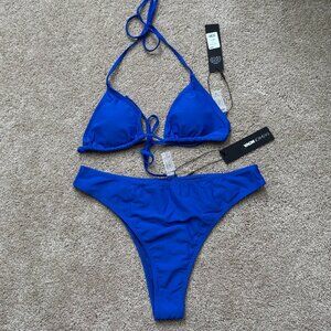 NWT Fashion Nova Maui Bikini Set in Royal, Size M top L bottom